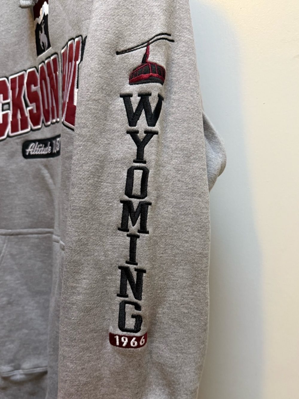 Jackson Hole Wyoming Embroidered Gray Hoodie - Picture 2 of 5
